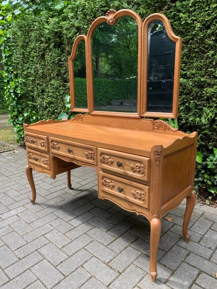 Louis Philippe Style French Dressing Table with Mirror and Drawers