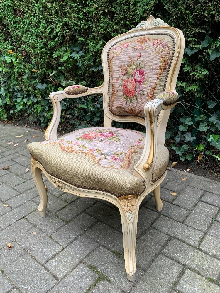 Louis XV Style Floral Accent Chair