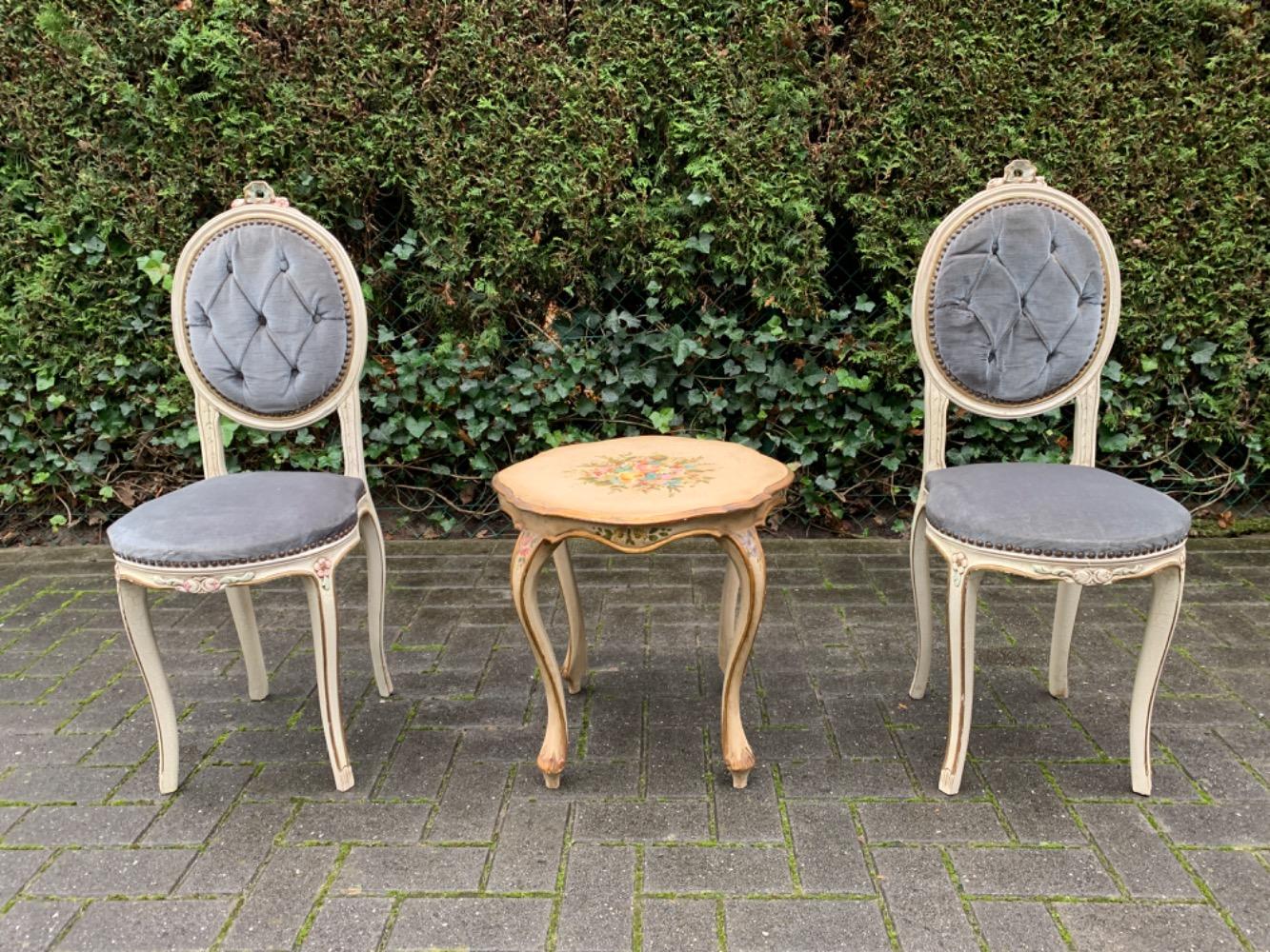 Louis XV style Chairs with side table