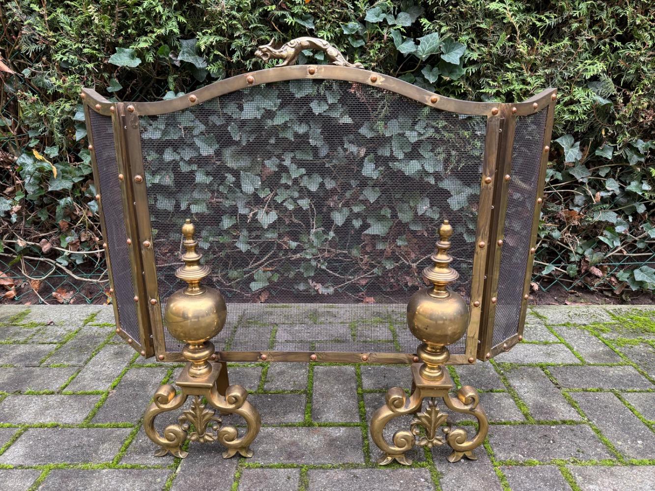 Louis XV style Fire screen with fire bucks