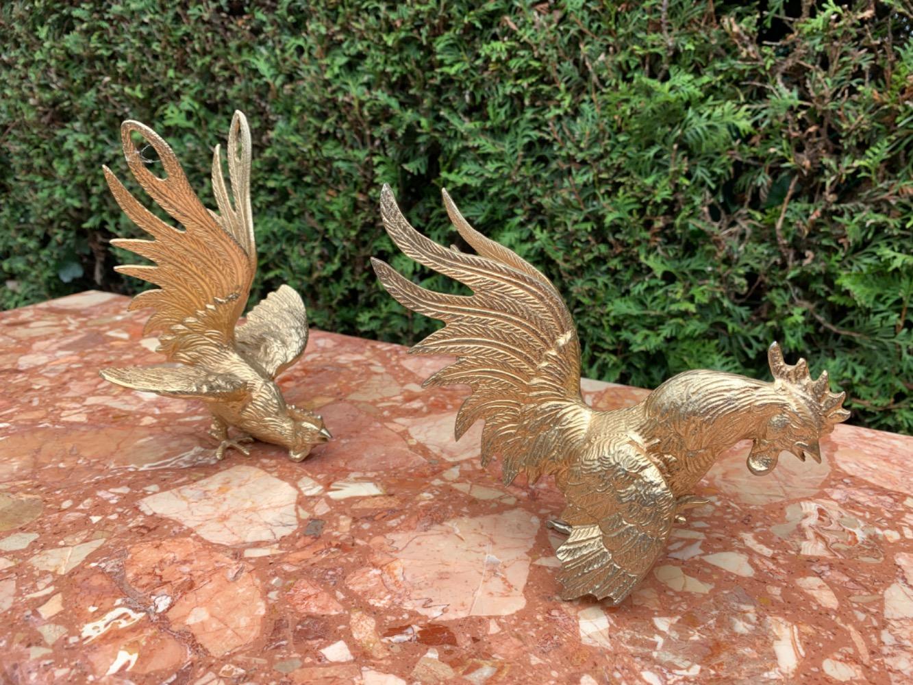 Louis XV style Pair of roosters.