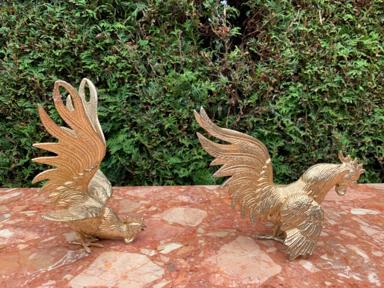 Louis XV style Pair of roosters.