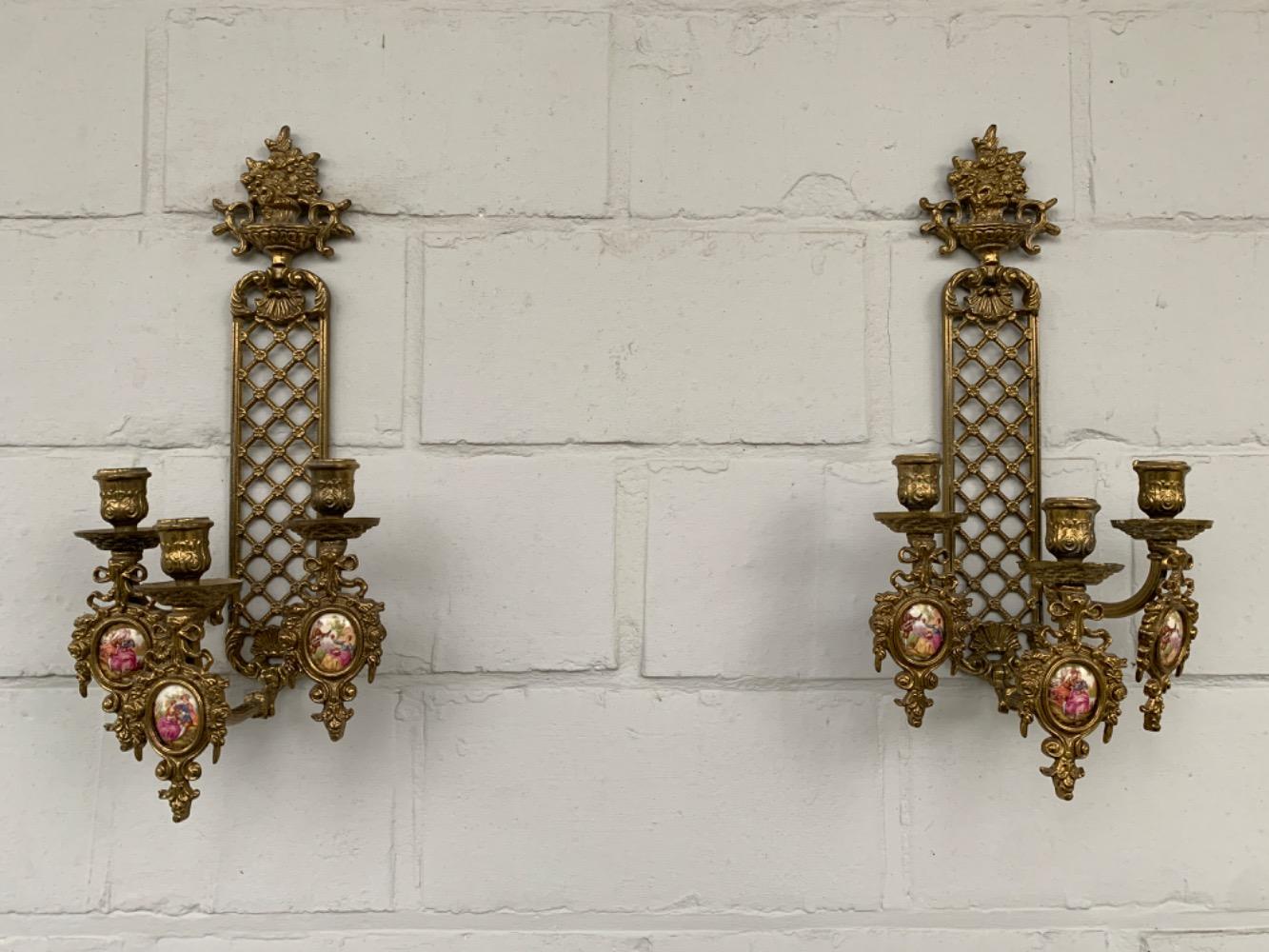 Louis XVI style Pair of wall candle holders.