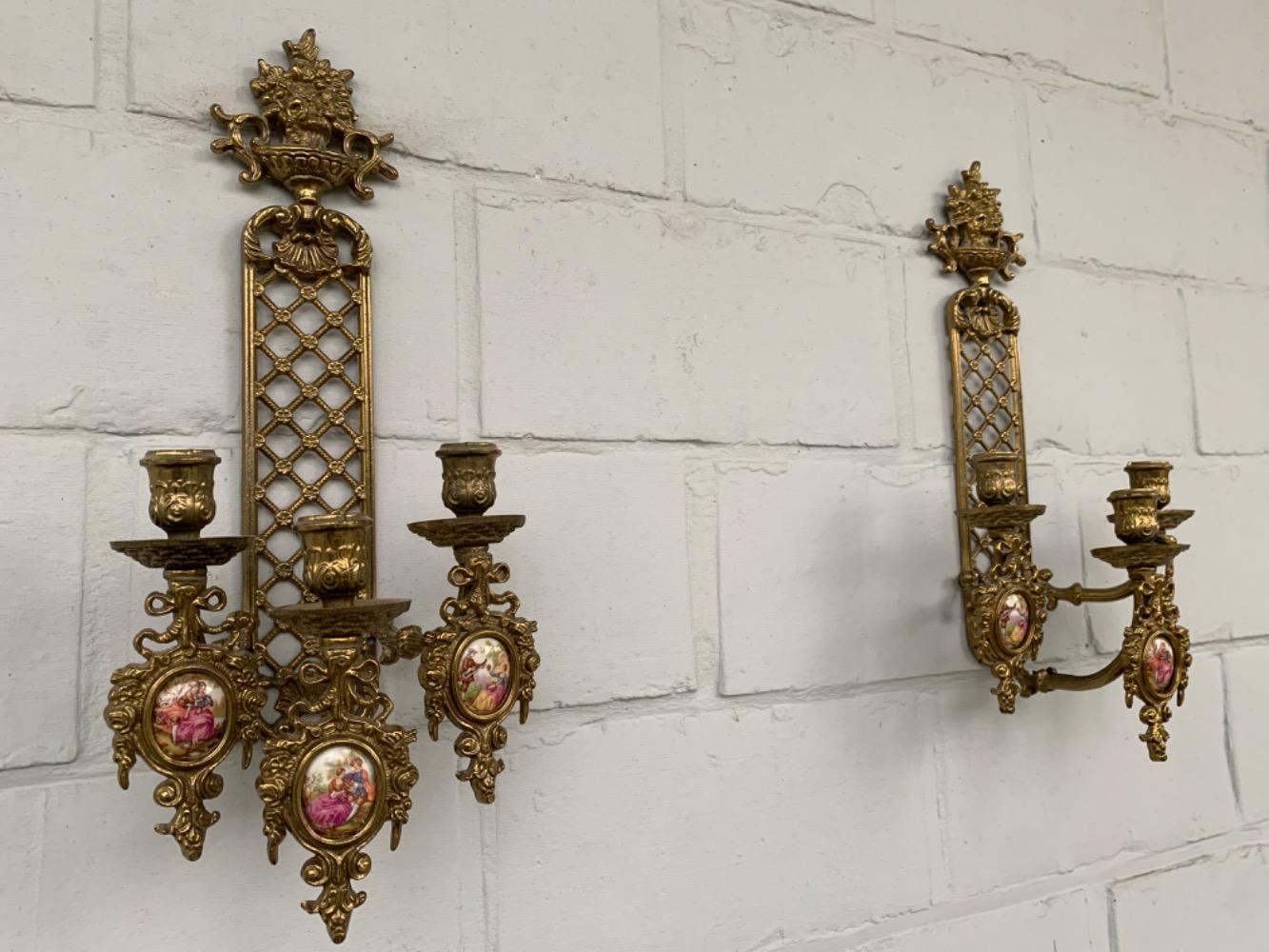 Louis XVI style Pair of wall candle holders.