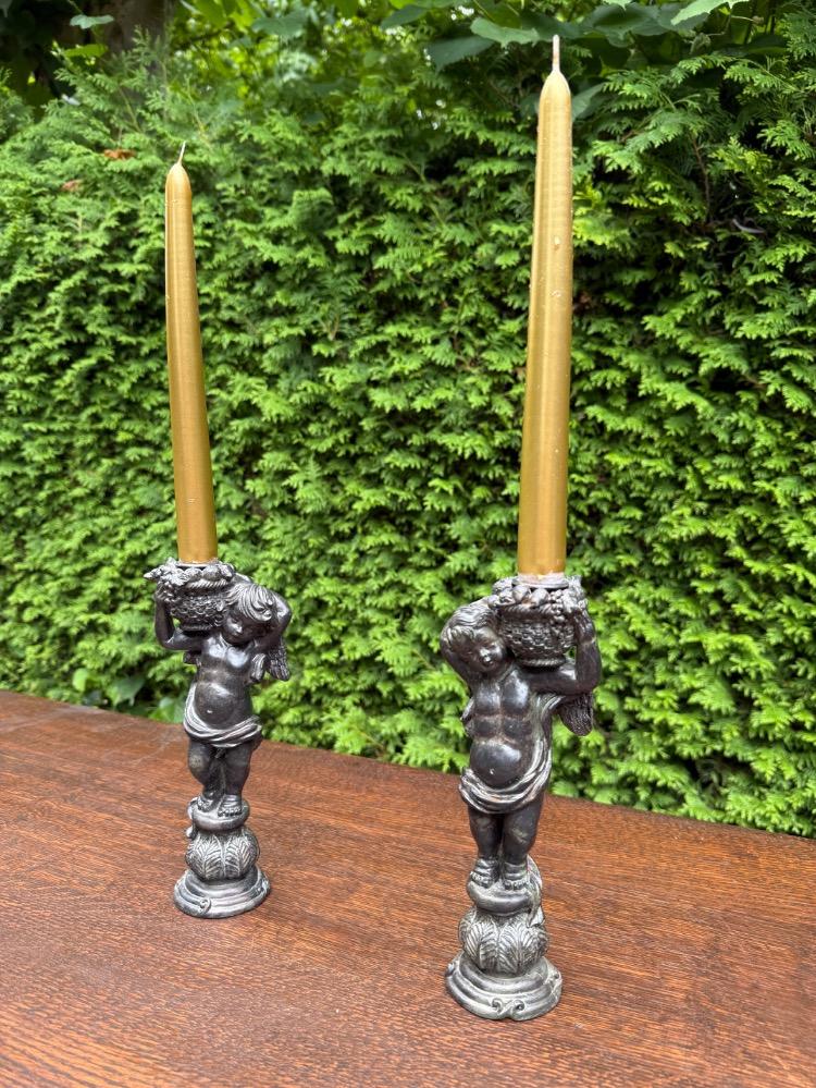 Rococo style Pair of candle holders.