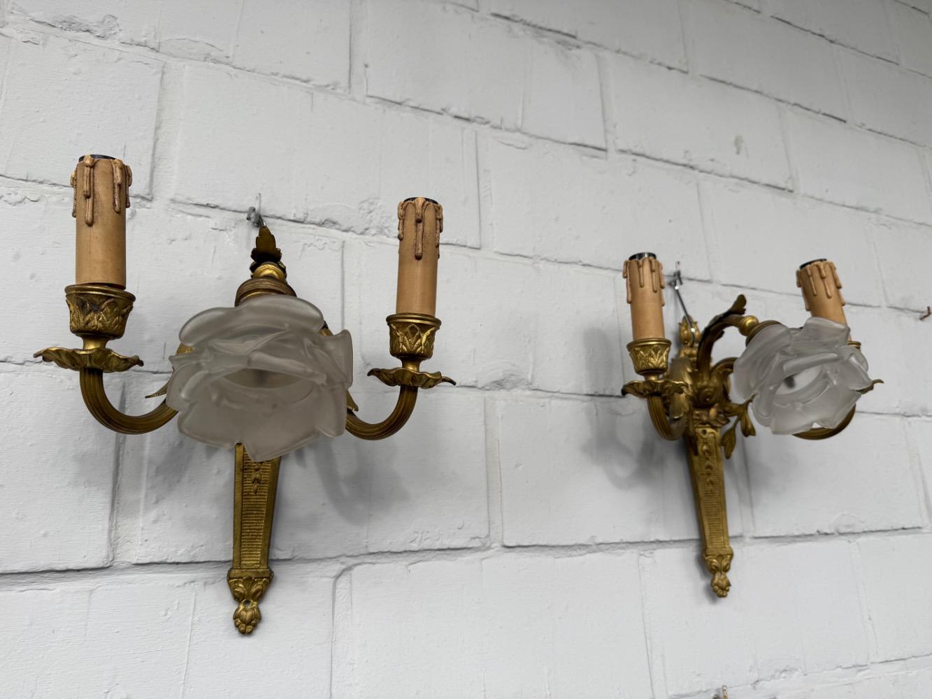 Rococo style Pair of wall lights.